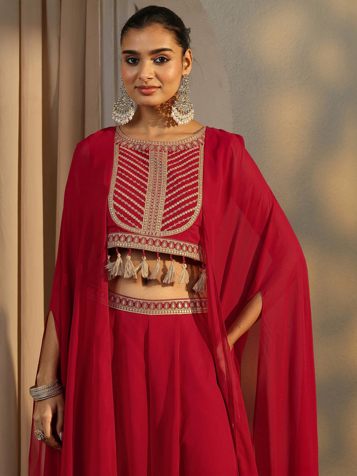 Libas Art Red Printed Cotton Blend Co-Ord Set