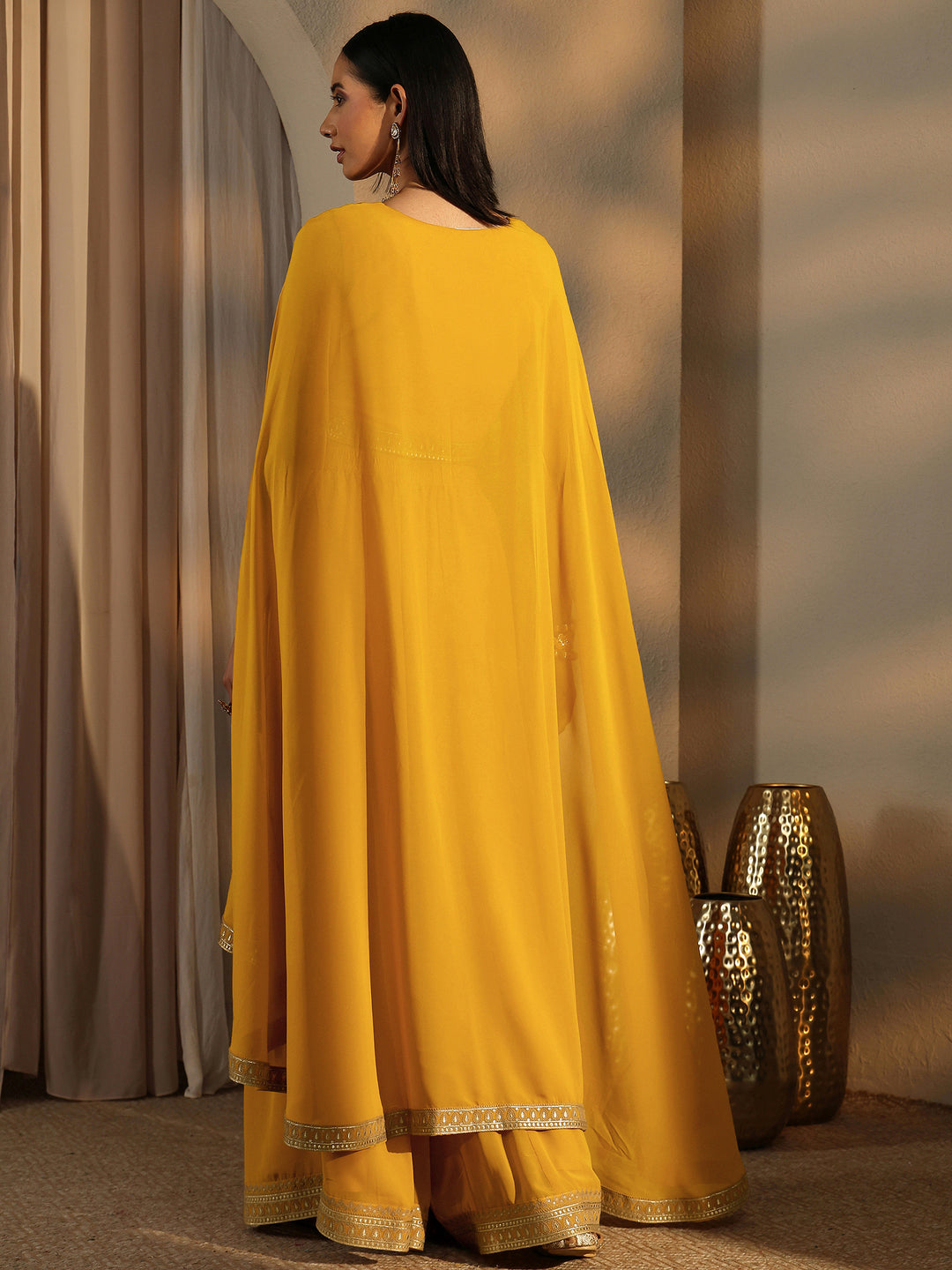 Libas Art Mustard Printed Cotton Blend Co-Ord Set