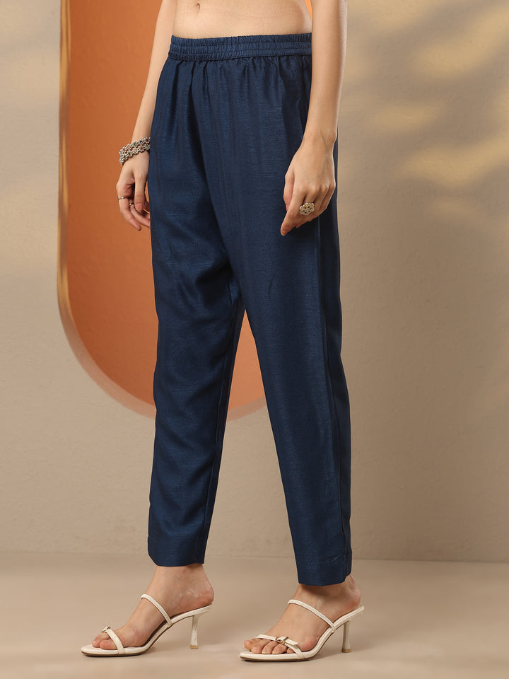 Teal Embroidered Silk Blend Anarkali Suit Set With Dupatta