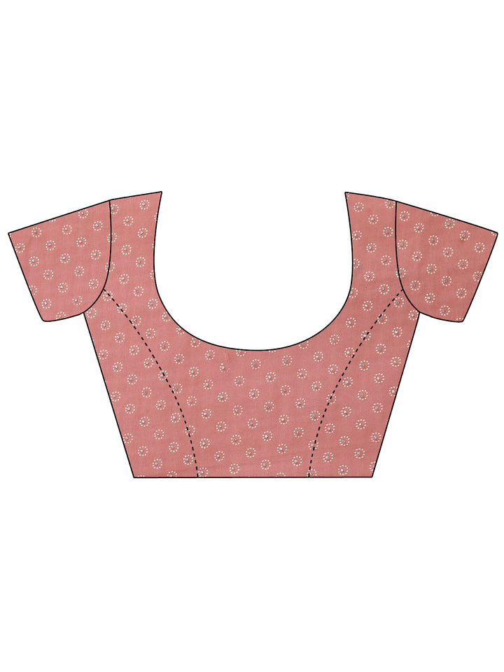 Brown Bandhani Printed Georgette Saree With Unstitched Blouse Piece