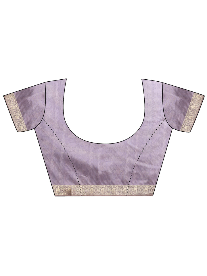 Lavender Tribal Printed Silk Blend Saree With Unstitched Blouse Piece