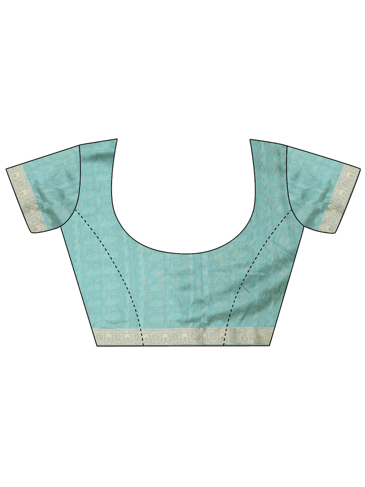 Green Tribal Printed Silk Blend Saree With Unstitched Blouse Piece