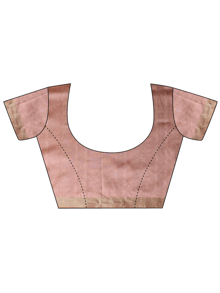 Peach Tribal Printed Silk Blend Saree With Unstitched Blouse Piece