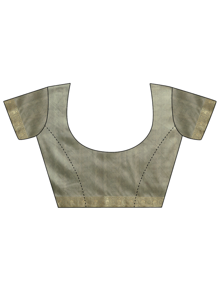 Sea Green Tribal Printed Silk Blend Saree With Unstitched Blouse Piece