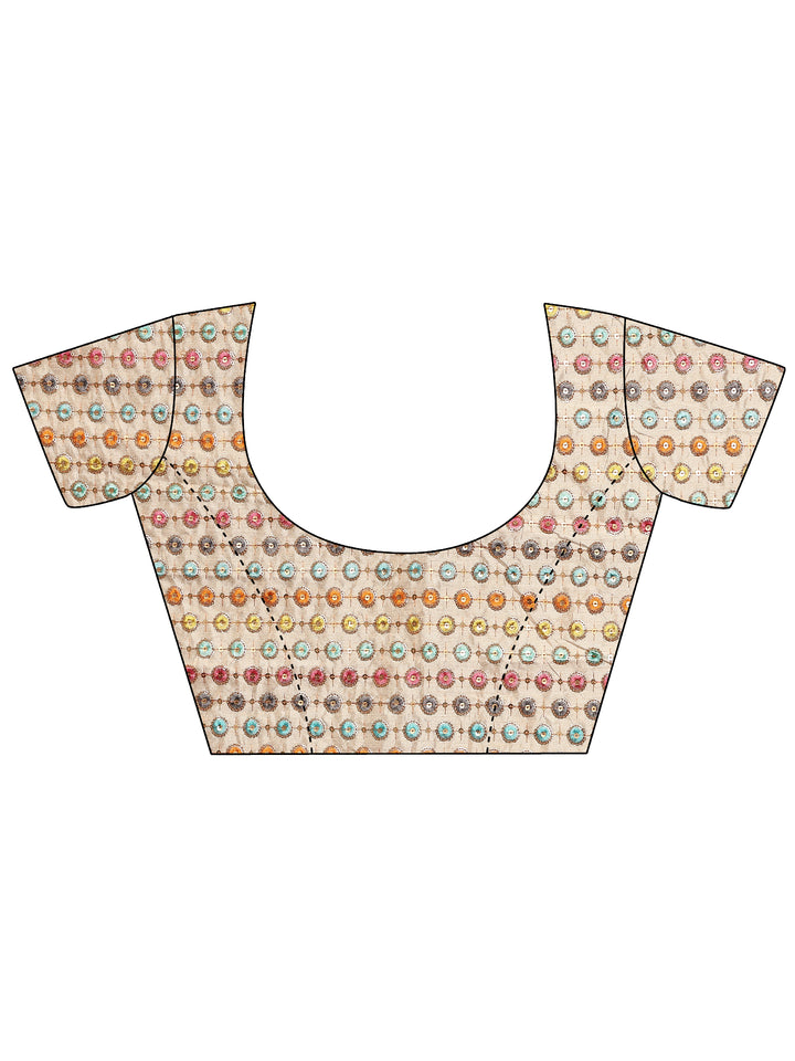 Blue Solid Silk Blend Saree With Unstitched Blouse Piece