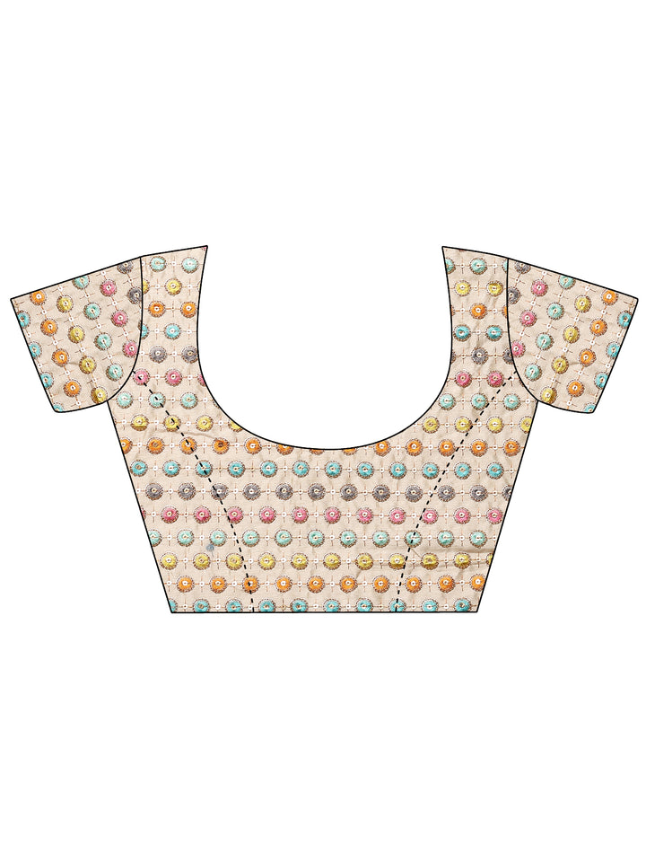 Mauve Embroidered Silk Blend Saree With Unstitched Blouse Piece