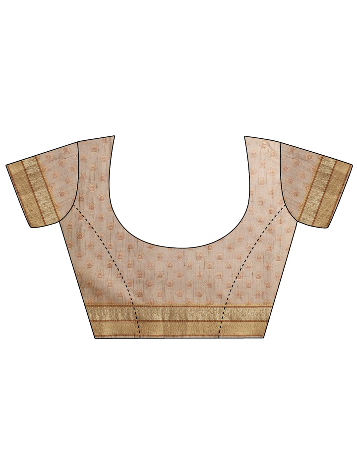 Gold Tribal Printed Silk Blend Saree With Unstitched Blouse Piece