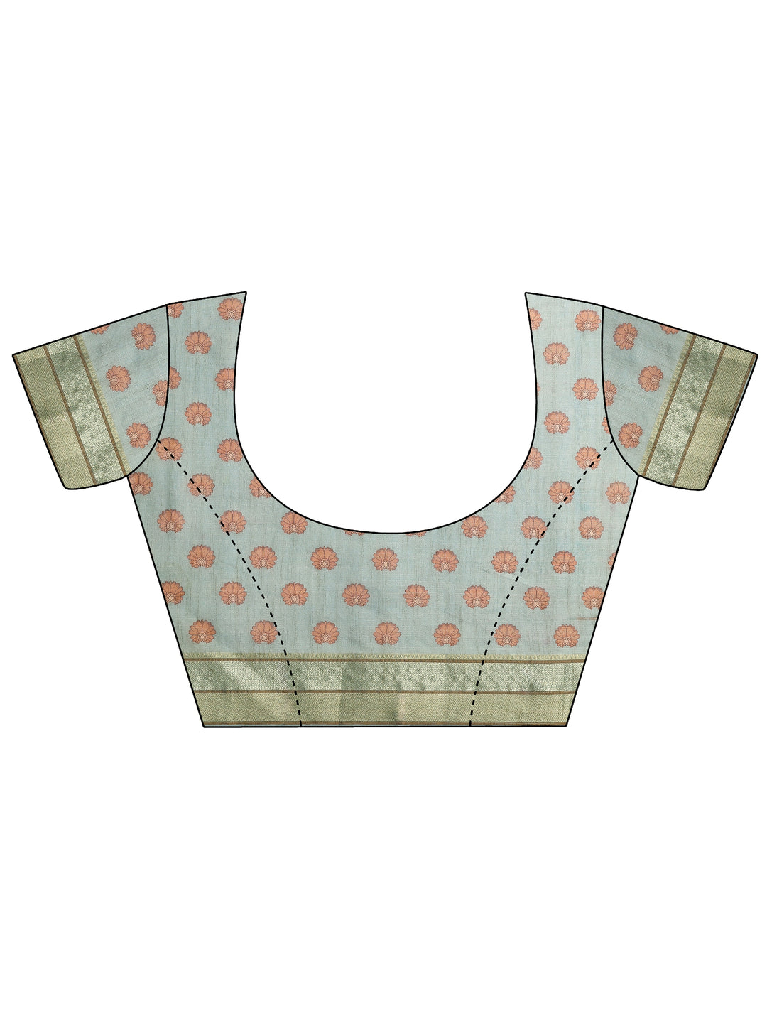 Green Printed Silk Blend Saree With Unstitched Blouse Piece