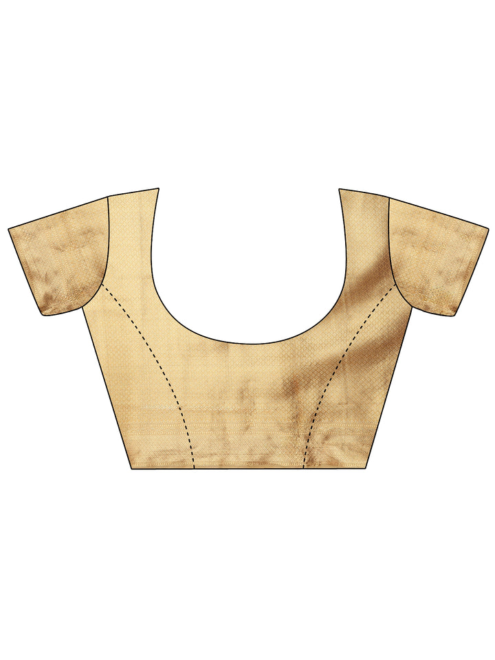 Gold Woven Design Silk Blend Saree With Unstitched Blouse Piece