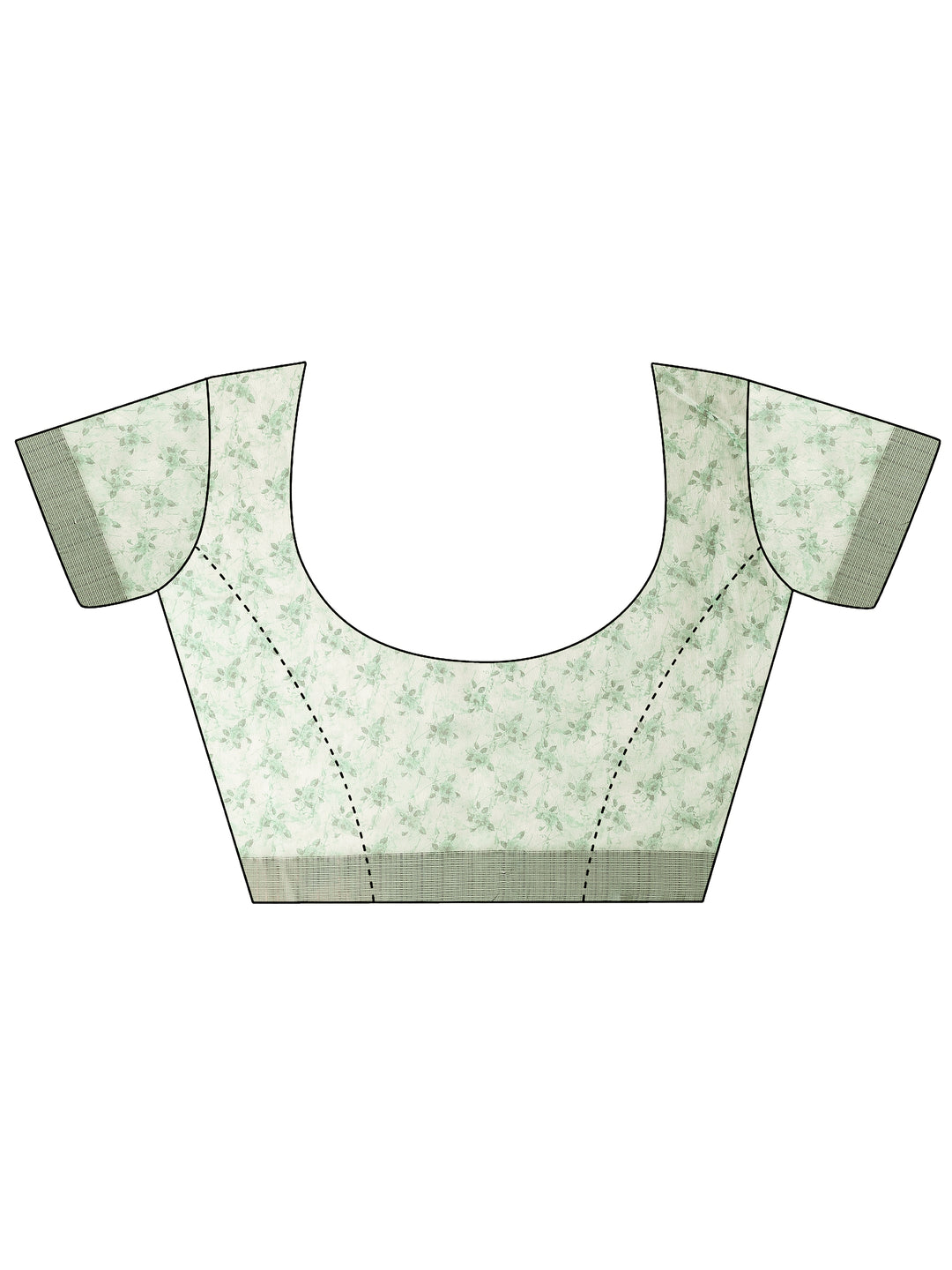 Green Printed Silk Blend Saree With Unstitched Blouse Piece