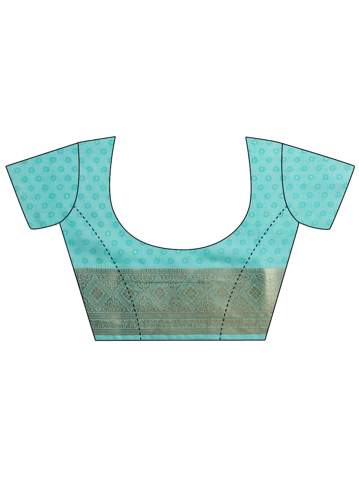 Multi Printed Silk Blend Saree With Unstitched Blouse Piece