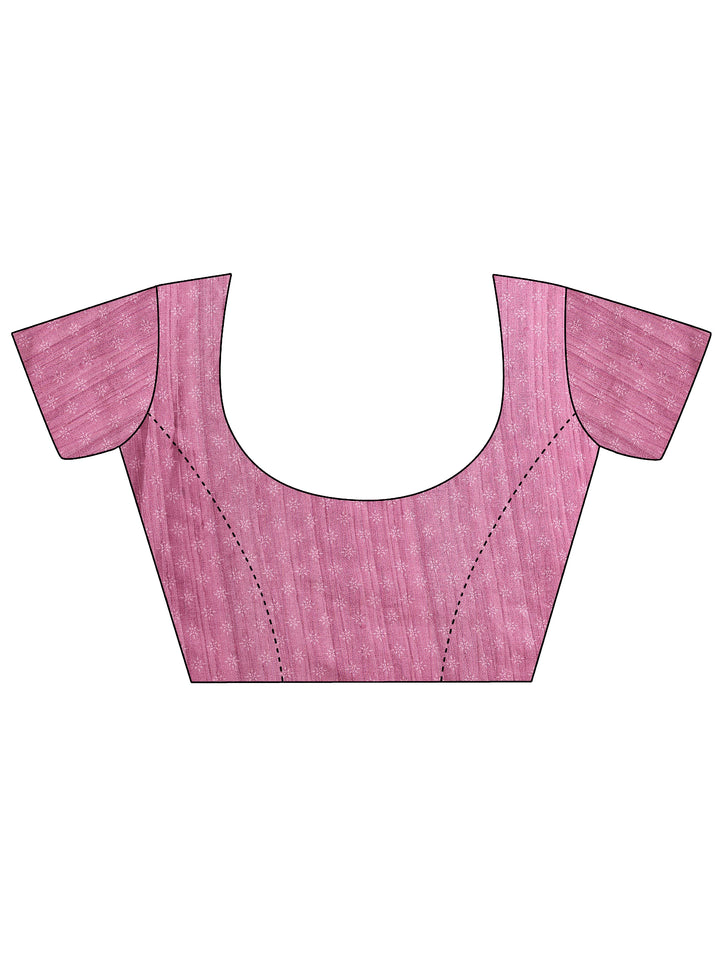 Lavender Printed Silk Blend Saree With Unstitched Blouse Piece