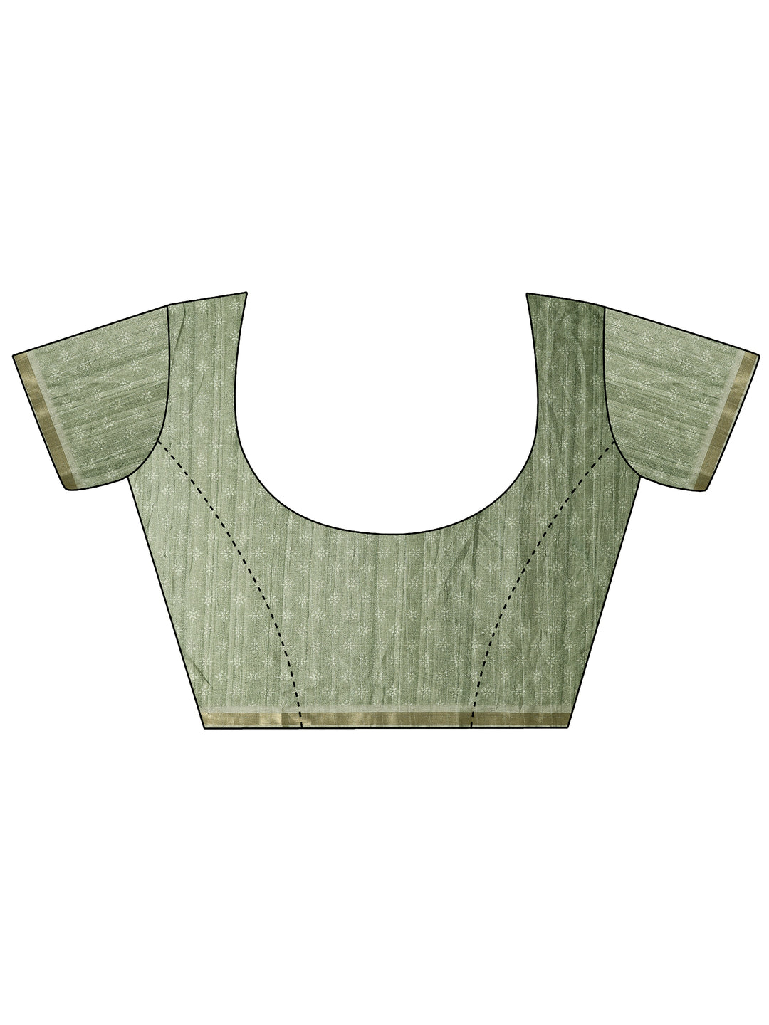 Green Printed Silk Blend Saree With Unstitched Blouse Piece