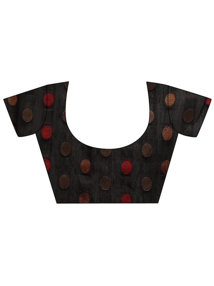 Black Embellished Silk Blend Saree With Unstitched Blouse Piece