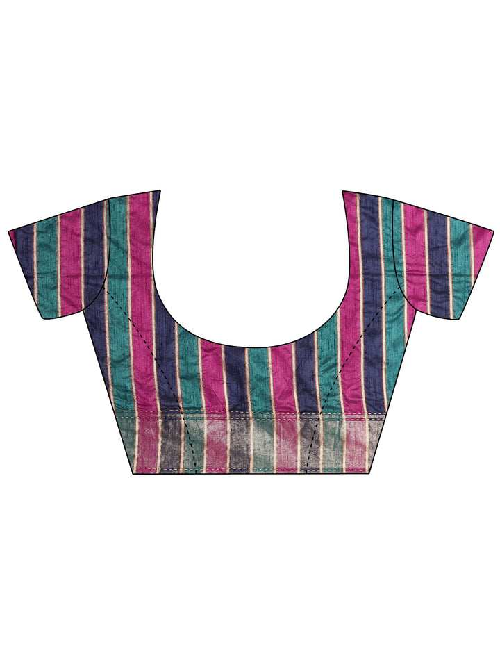 Navy Blue Embellished Silk Blend Sarees With Unstitched Blouse Piece