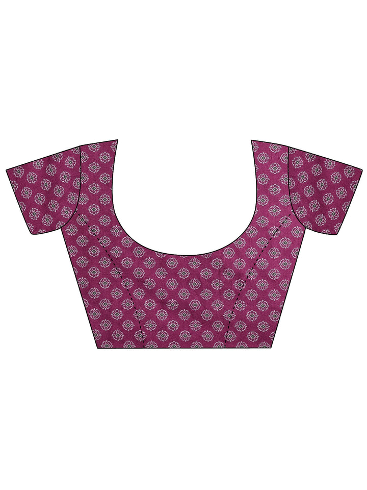Pink Bandhani Printed Silk Blend Saree With Unstitched Blouse Piece