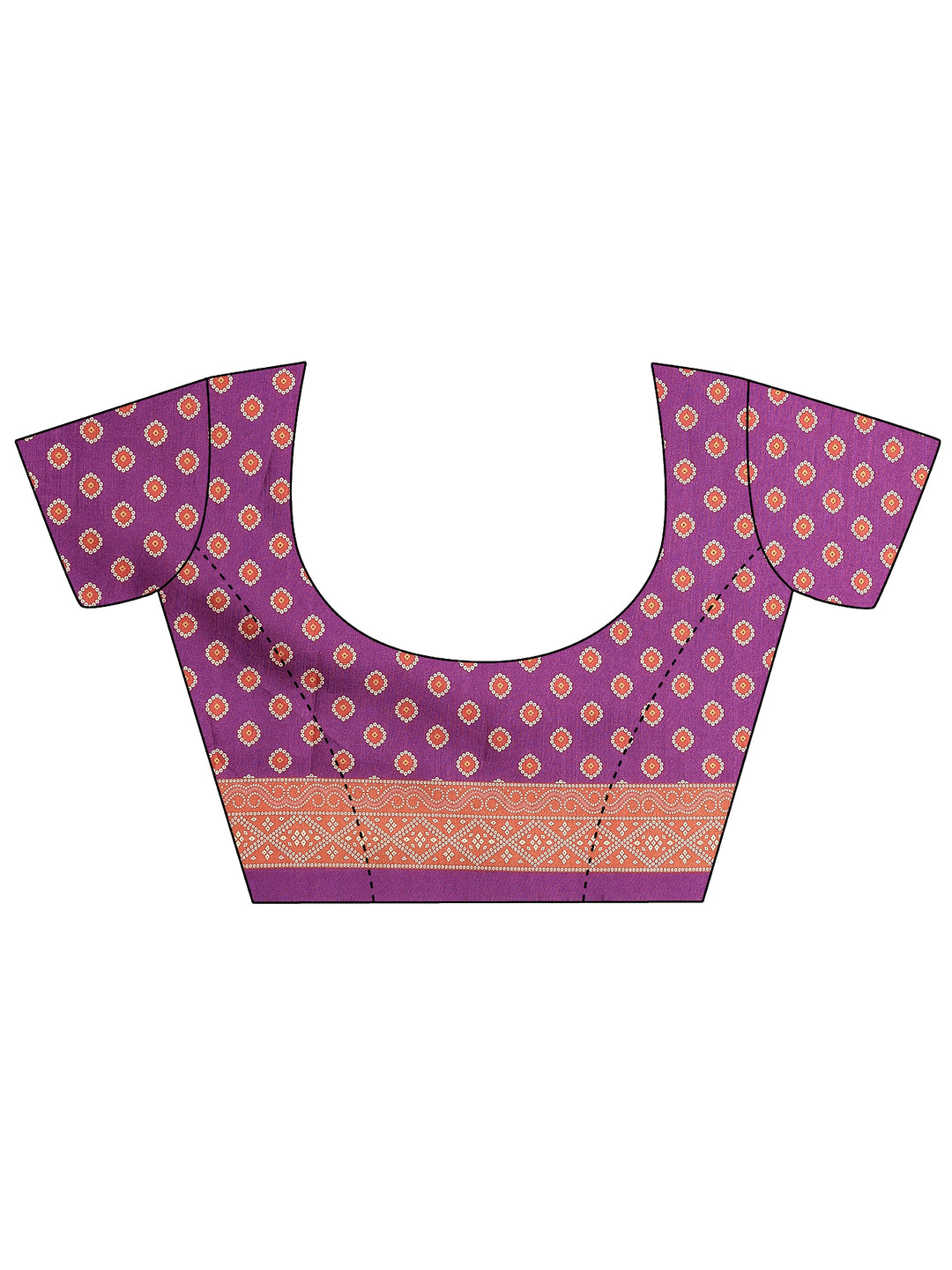 Purple Bandhani Printed Sarees With Unstitched Blouse Piece