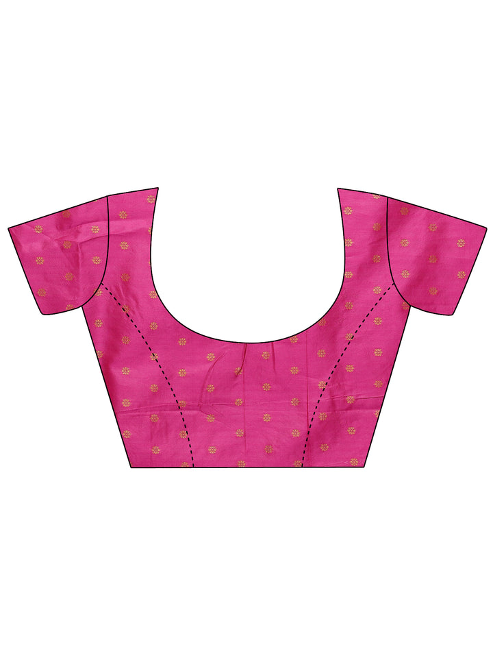 Pink Woven Design Silk Blend Sarees With Unstitched Blouse Piece
