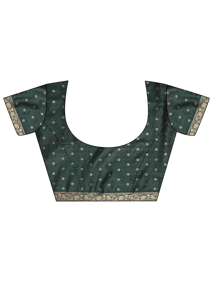 Green Woven Design Silk Blend Saree With Unstitched Blouse Piece