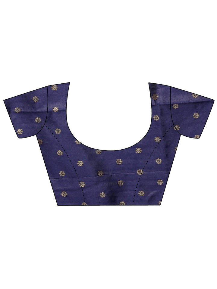 Blue Woven Design Silk Blend Sarees With Unstitched Blouse Piece