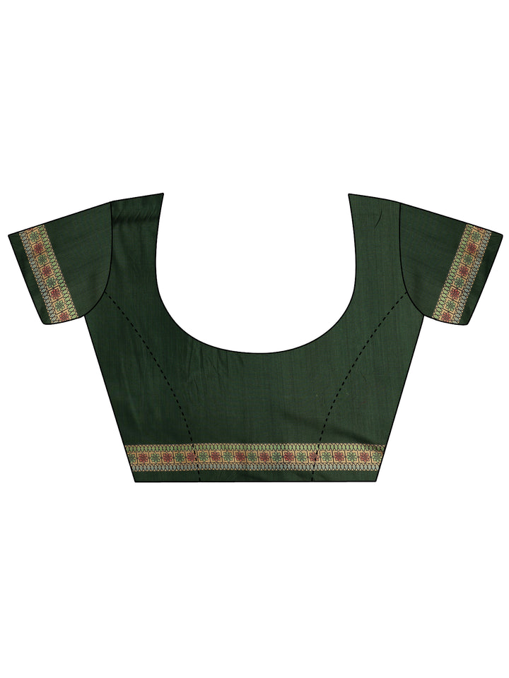 Gold Printed Silk Blend Saree With Unstitched Blouse Piece