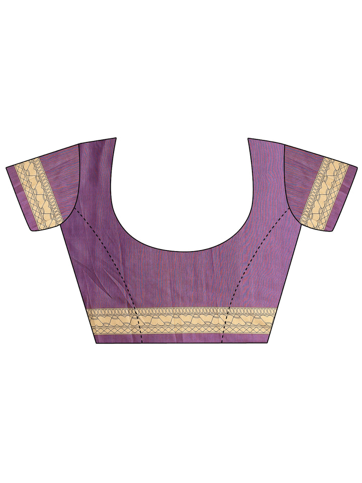 Gold Printed Silk Blend Saree With Unstitched Blouse Piece