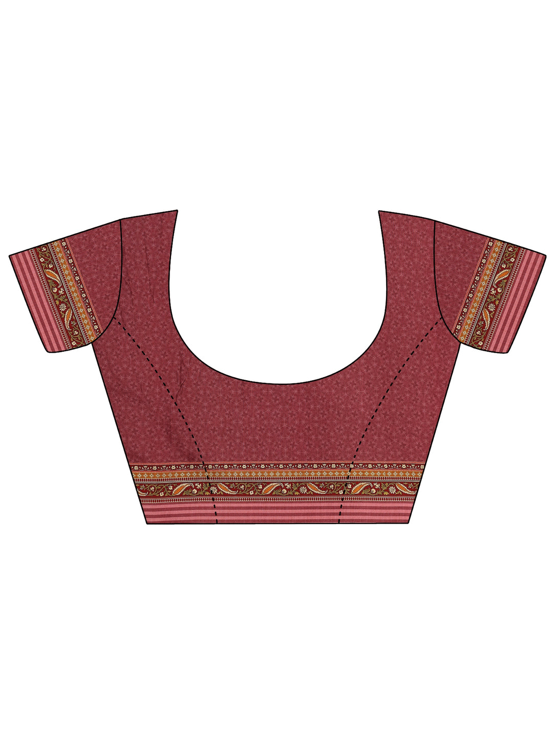 Peach Printed Silk Blend Saree With Unstitched Blouse Piece