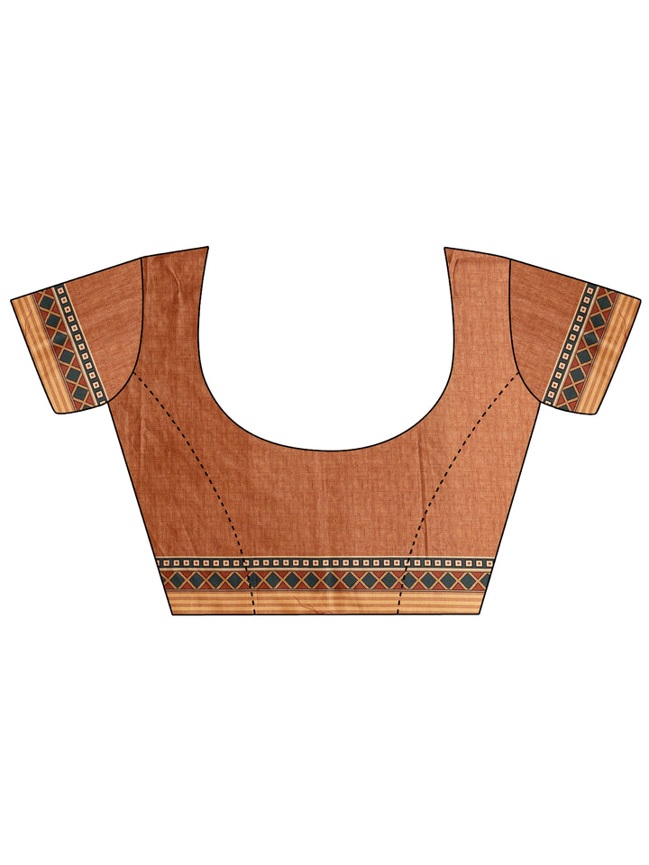 Grey Printed Silk Blend Saree With Unstitched Blouse Piece