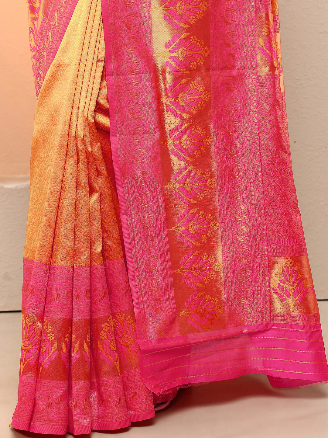 Mustard Woven Design Silk Blend Sarees With Unstitched Blouse Piece