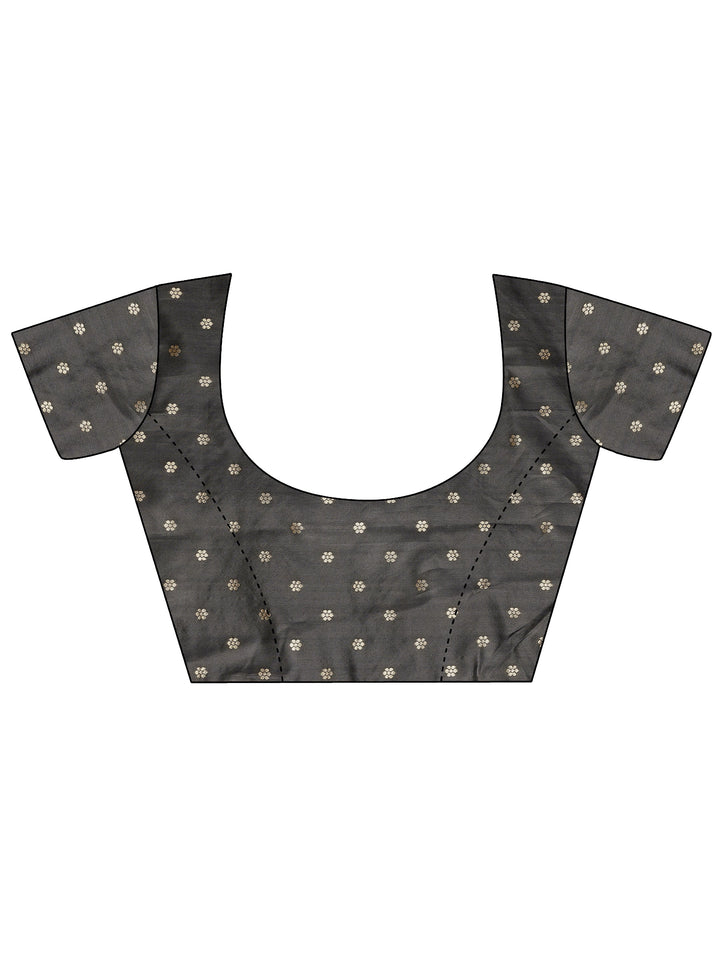 Grey Woven Design Silk Blend Sarees With Unstitched Blouse Piece