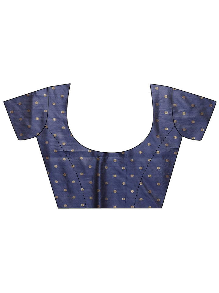 Blue Woven Design Silk Blend Sarees With Unstitched Blouse Piece