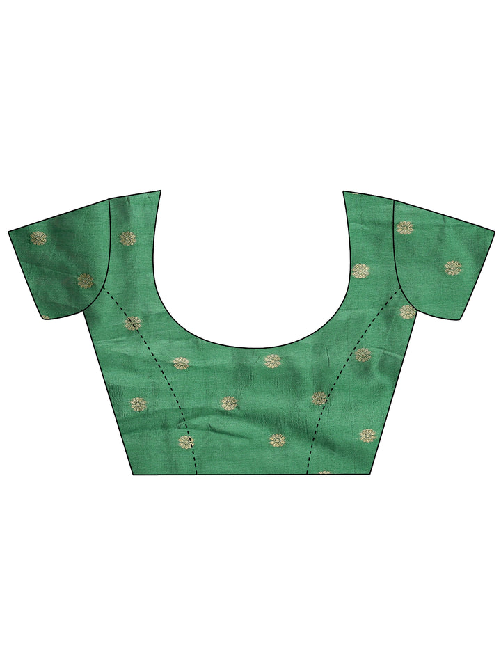 Green Woven Design Silk Blend Sarees With Unstitched Blouse Piece