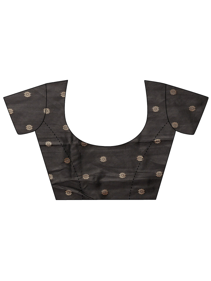 Grey Woven Design Silk Blend Sarees With Unstitched Blouse Piece