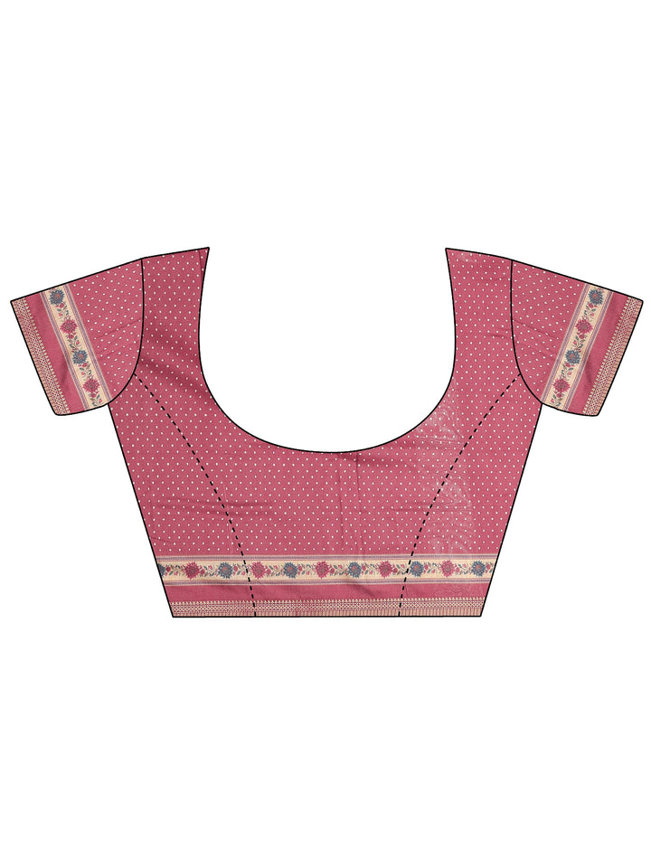 Gold Printed Silk Blend Saree With Unstitched Blouse Piece