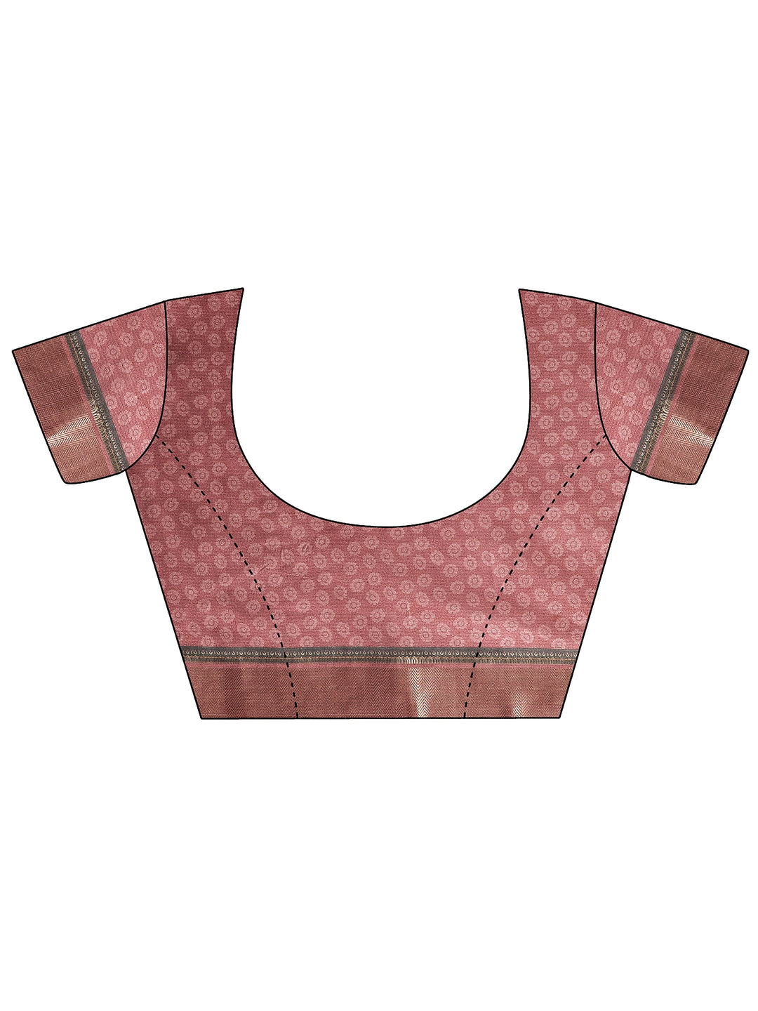 Pink Printed Silk Blend Saree With Unstitched Blouse Piece