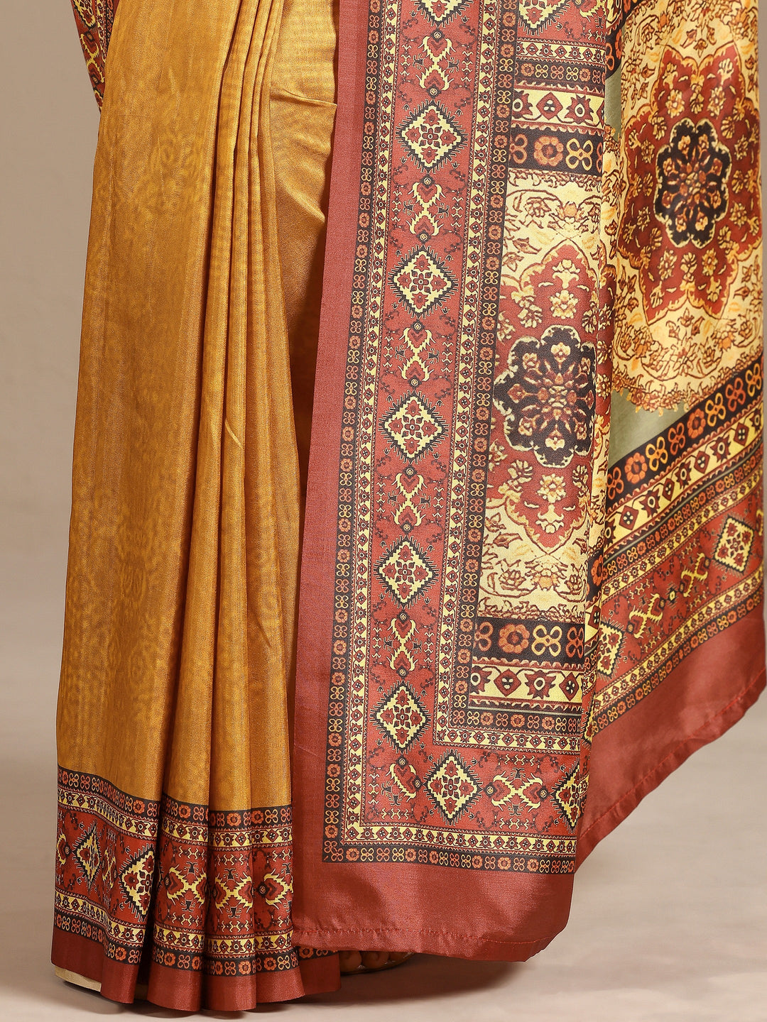 Mustard Woven Design Silk Blend Saree With Unstitched Blouse Piece