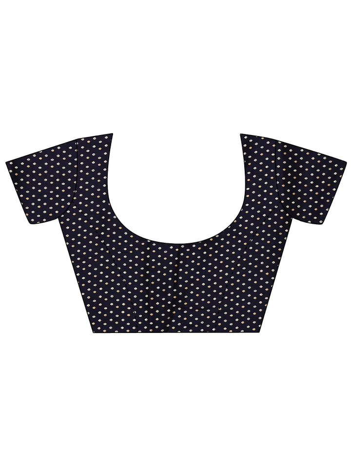 Navy Blue Printed Georgette Saree With Unstitched Blouse Piece