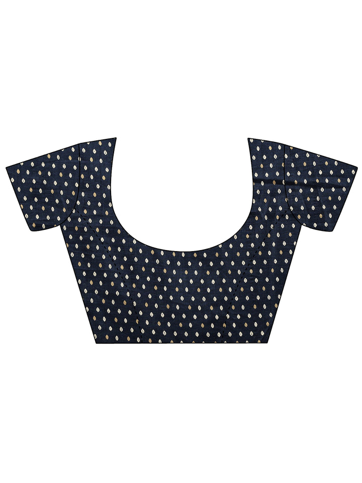 Blue Printed Georgette Saree With Unstitched Blouse Piece