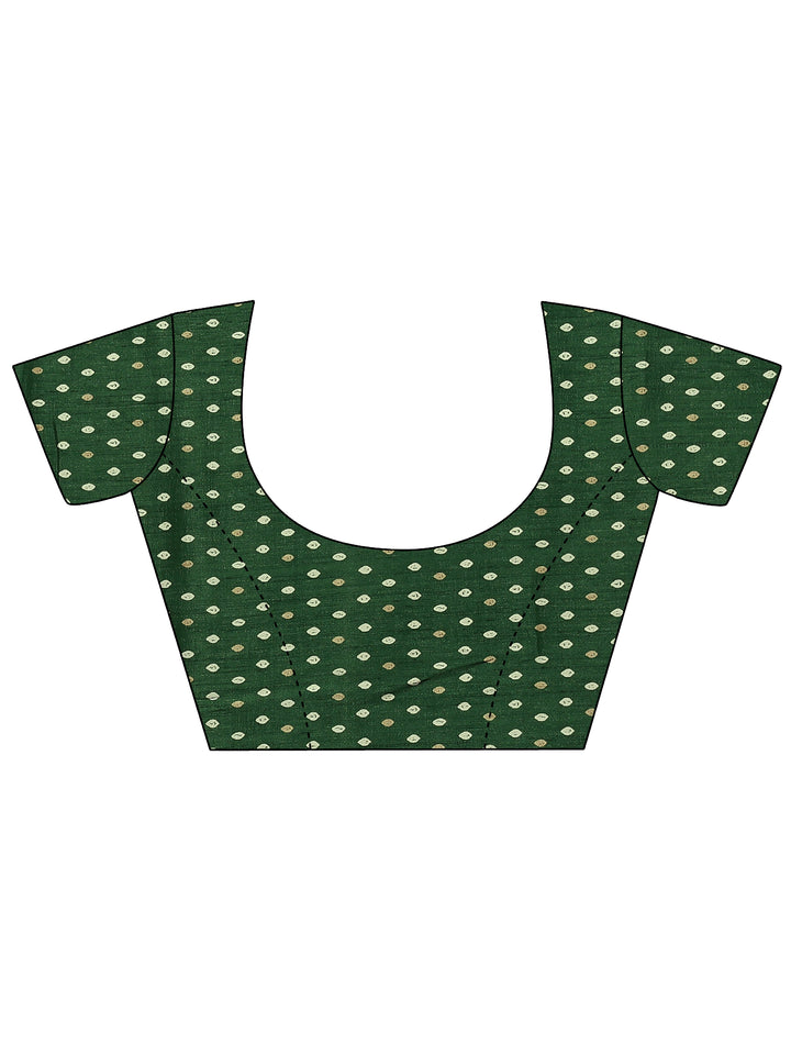 Green Printed Georgette Saree With Unstitched Blouse Piece