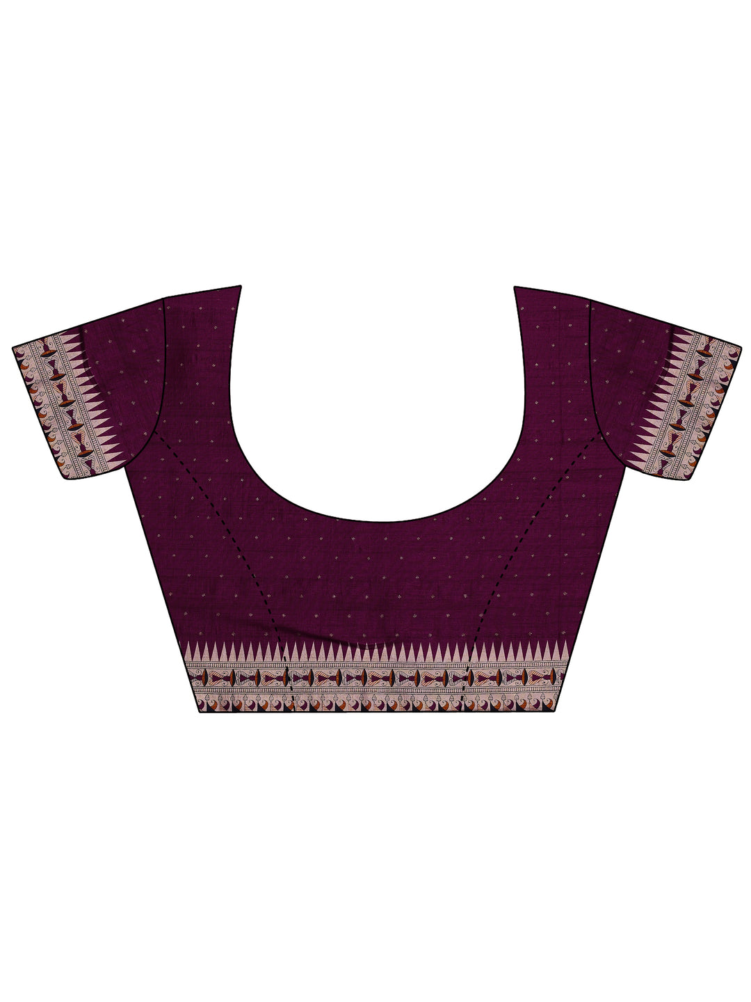 Burgundy Printed Silk Blend Saree With Unstitched Blouse Piece