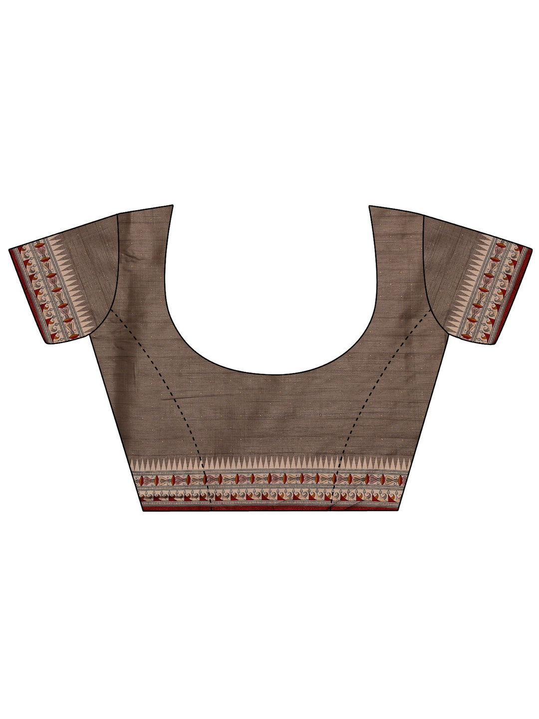 Grey Printed Silk Blend Saree With Unstitched Blouse Piece