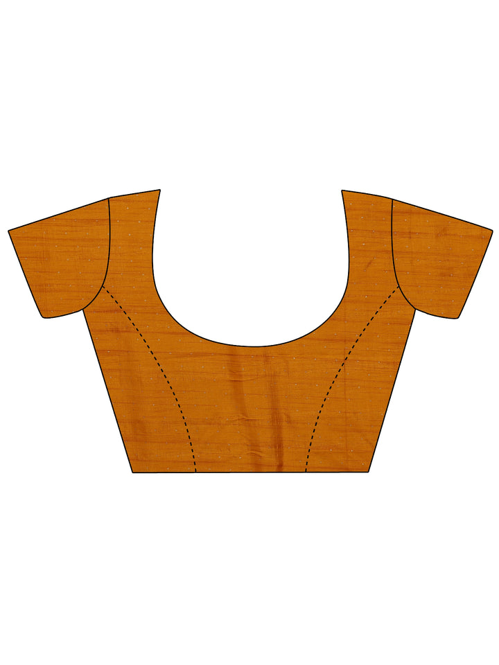 Mustard Printed Silk Blend Saree With Unstitched Blouse Piece