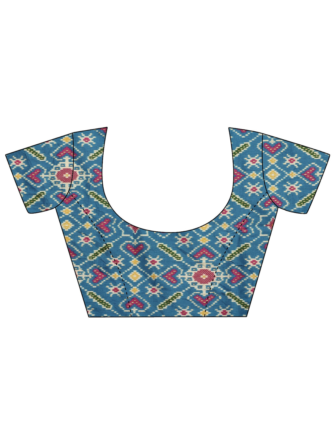 Blue Printed Silk Blend Sarees With Unstitched Blouse Piece