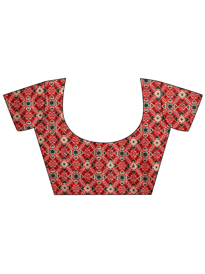 Gold Printed Silk Blend Sarees With Unstitched Blouse Piece