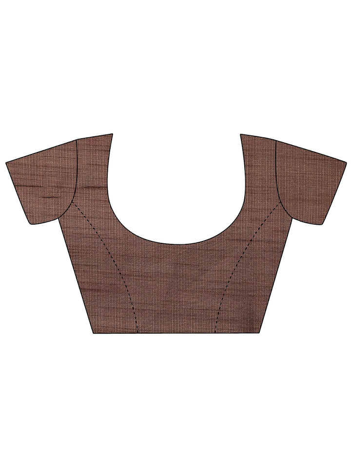 Brown Kalamkari Printed Sarees With Unstitched Blouse Piece