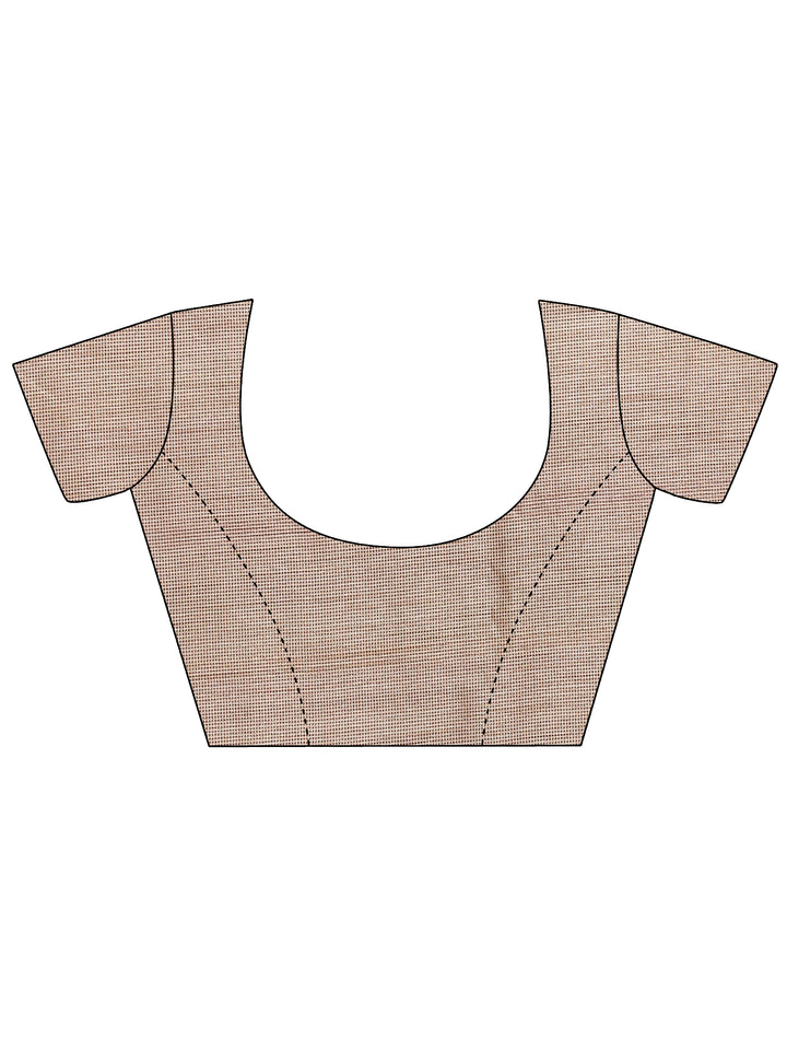 Beige Kalamkari Printed Sarees With Unstitched Blouse Piece