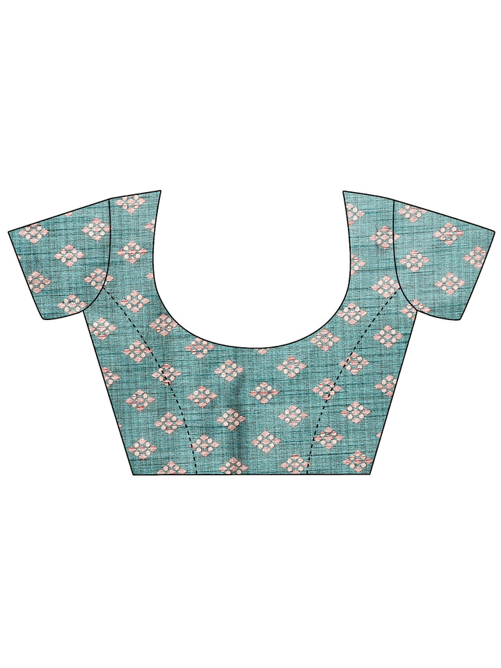 Pink Printed Silk Blend Sarees With Unstitched Blouse Piece