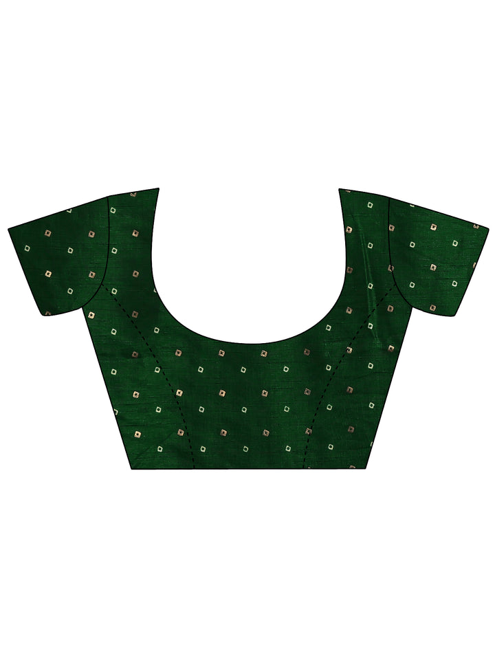 Green Bandhani Printed Silk Blend Saree With Unstitched Blouse Piece