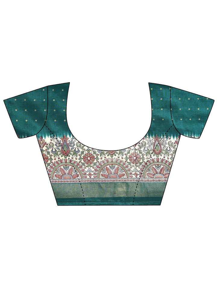 Green Bandhani Printed Sarees With Unstitched Blouse Piece