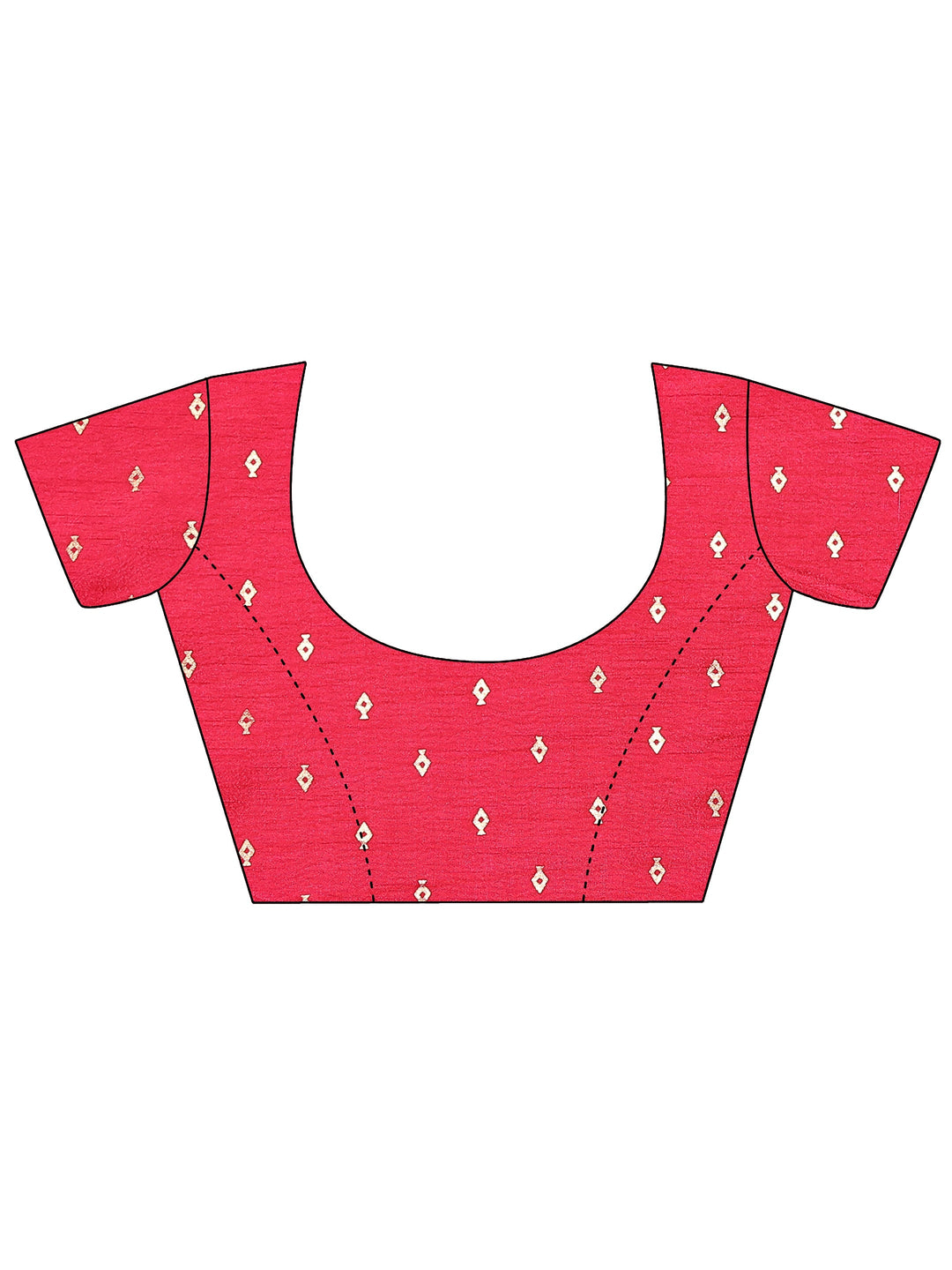 Pink Chevron Printed Sarees With Unstitched Blouse Piece